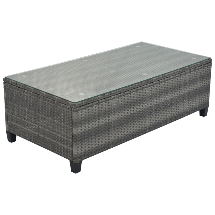 8-Piece Outdoor Half-Moon PE Rattan Curved Sofa Set, Gray