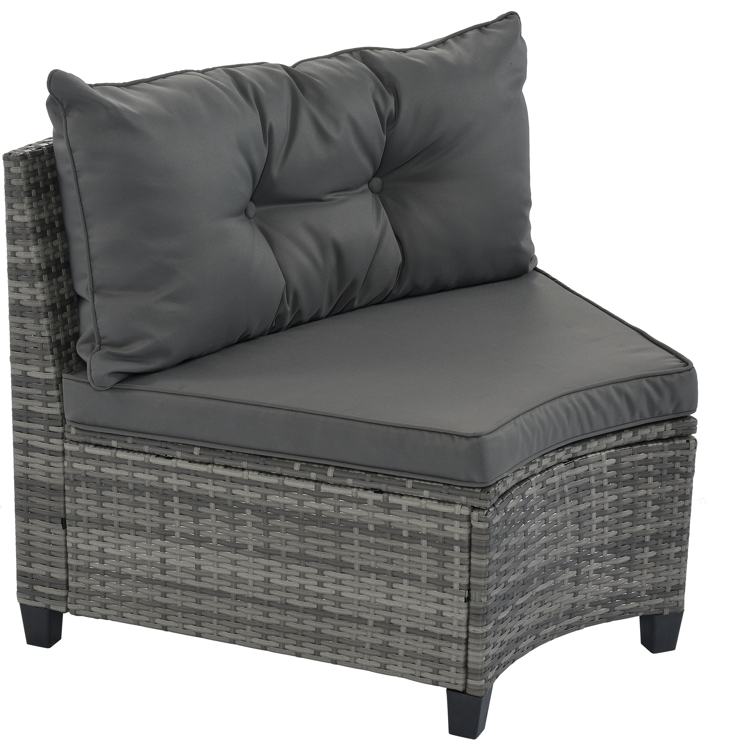 8-Piece Outdoor Half-Moon PE Rattan Curved Sofa Set, Gray