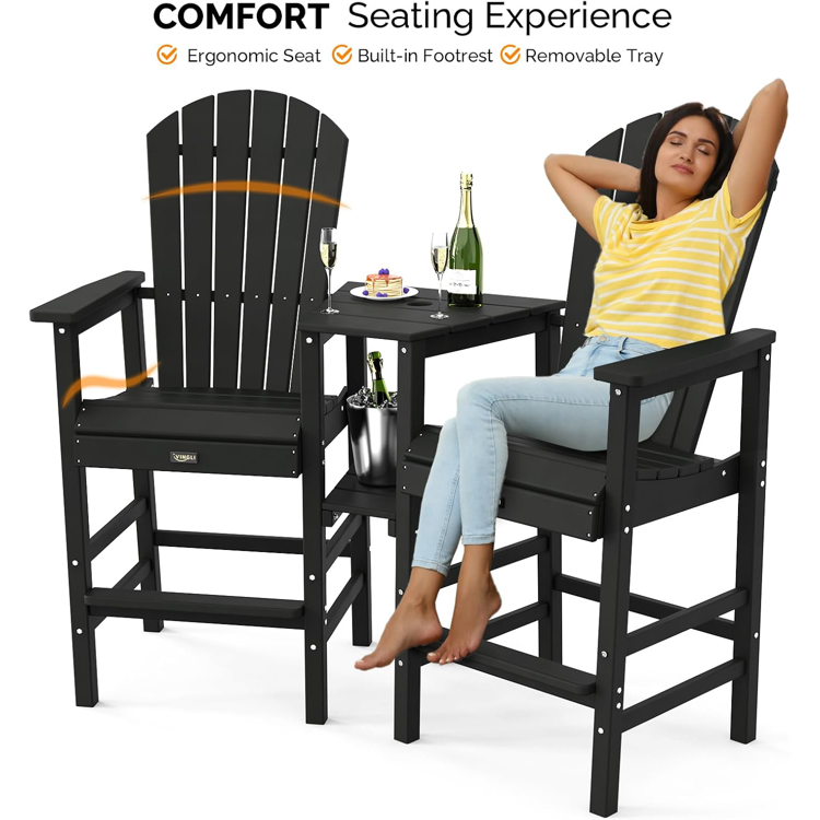 Tall Adirondack Chairs Set of 2 Black