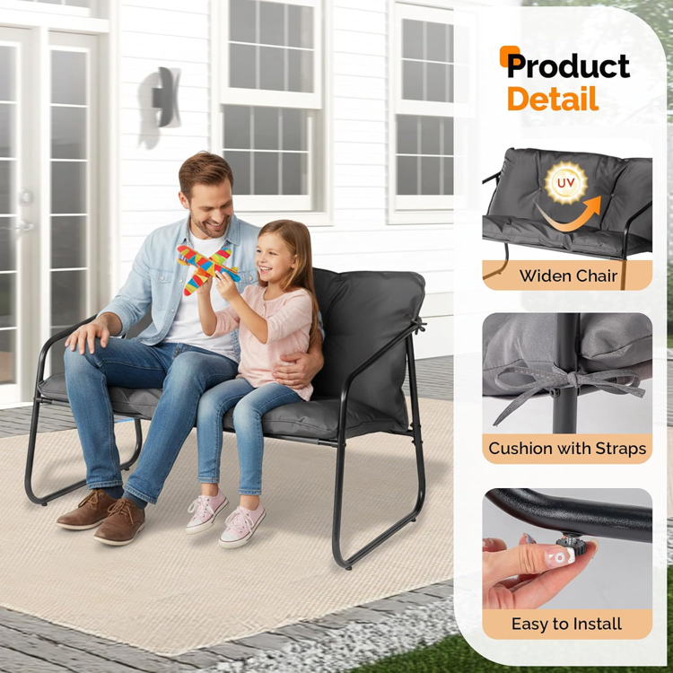 4-Piece Patio Conversation Set with Glass Coffee Table