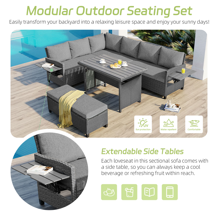 5-Piece Outdoor Patio Rattan Sofa Set