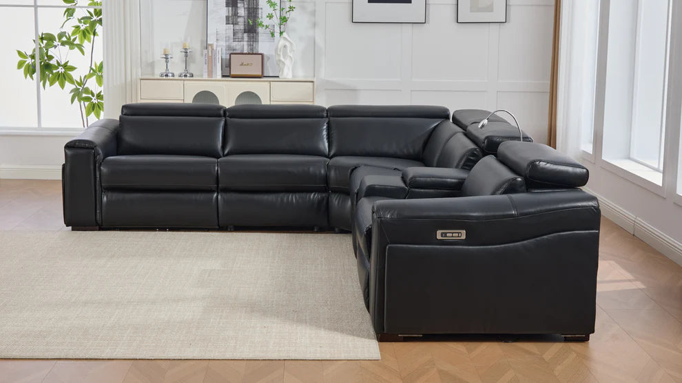 S681 Modern Power Recliner Sectional - Black or Grey