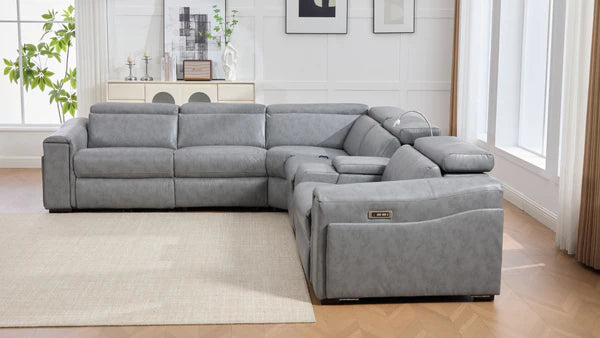 S681 Modern Power Recliner Sectional - Black or Grey