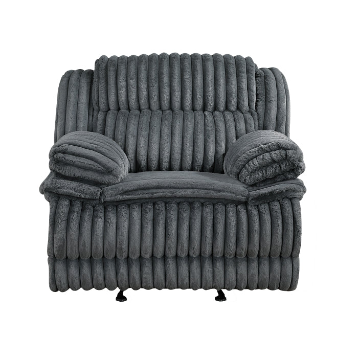 Dark Gray Corduroy Reclining Sofa and Loveseat Set