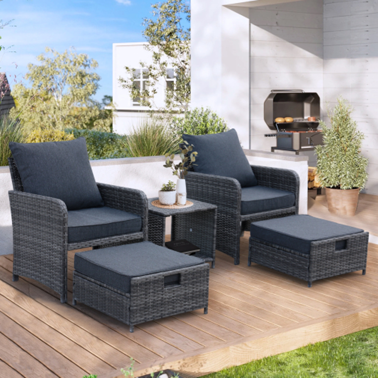5pcs Patio Furniture Set Grey
