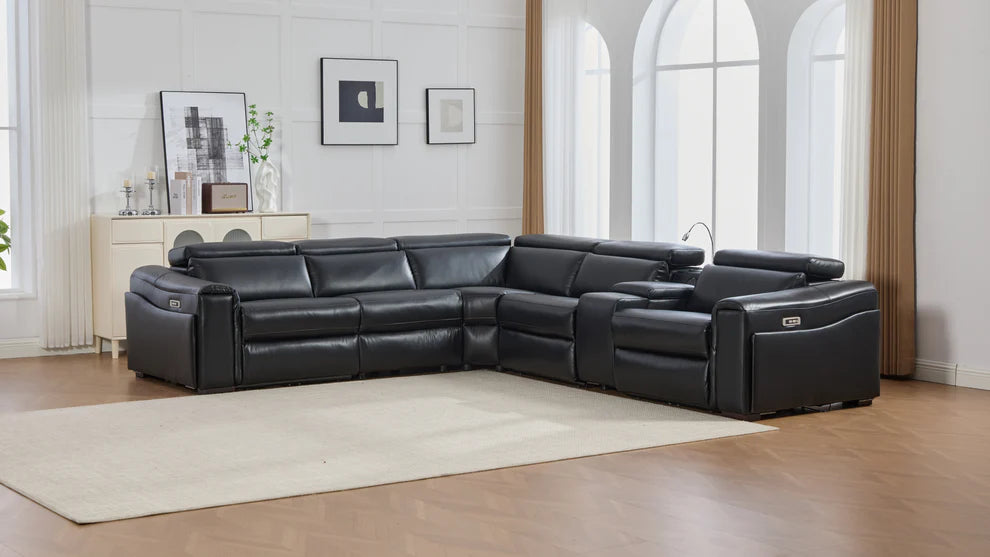 S681 Modern Power Recliner Sectional - Black or Grey