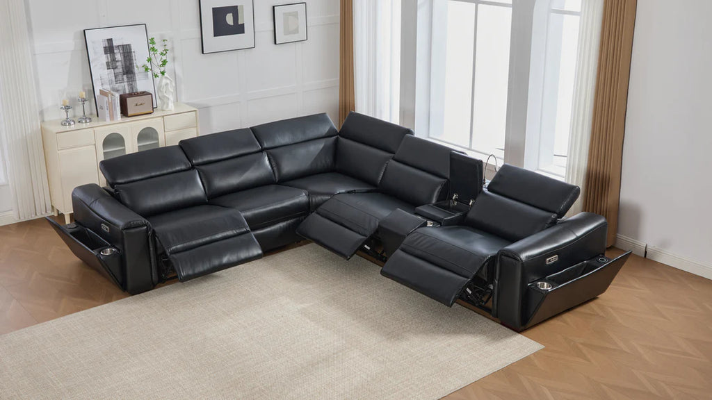 S681 Modern Power Recliner Sectional - Black or Grey