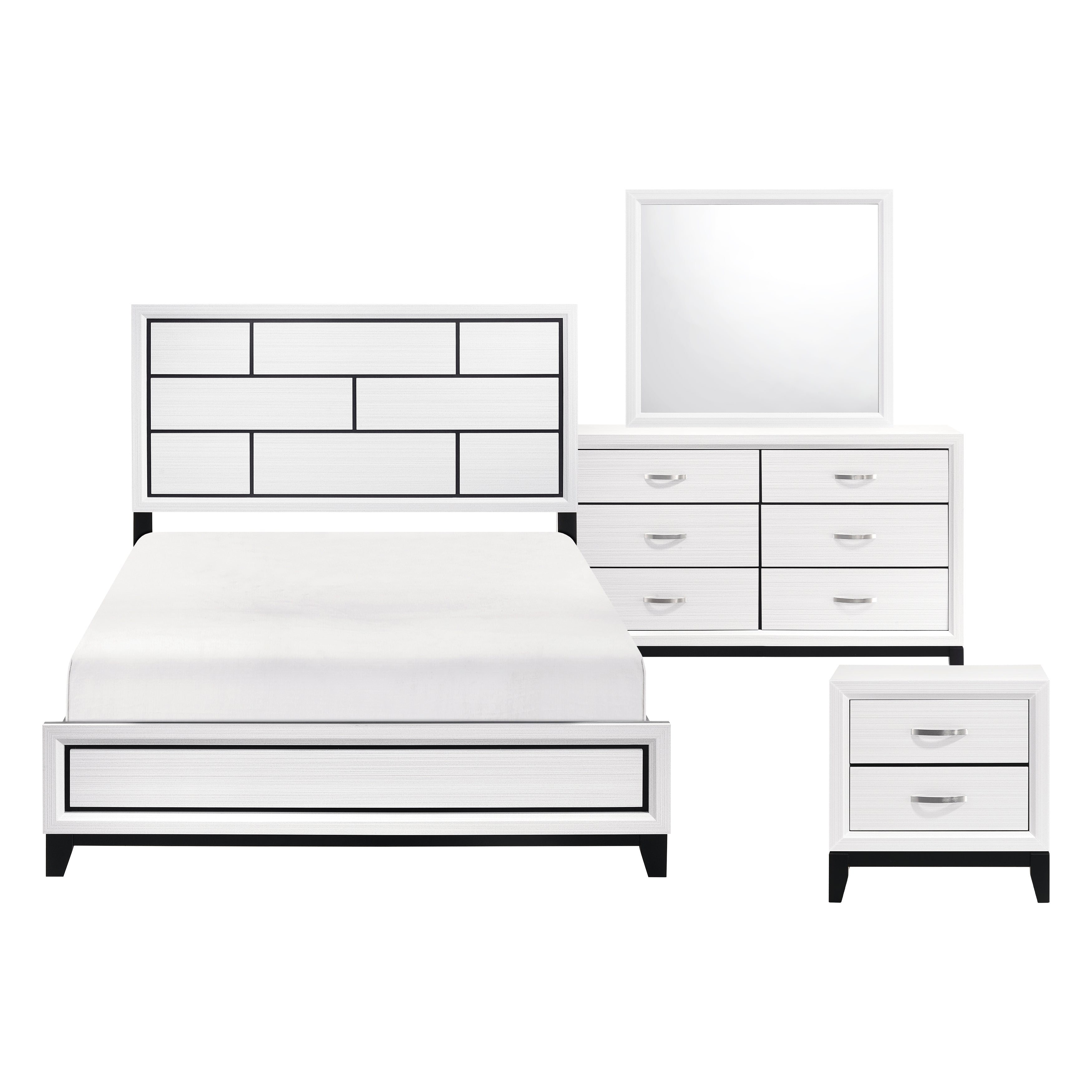 1645 Contemporary White 4‑Pc Bedroom Set
