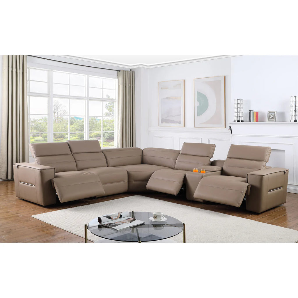 Nexus MI‑1260 Power Reclining Sectional Sofa - White, Light Blue or Brown