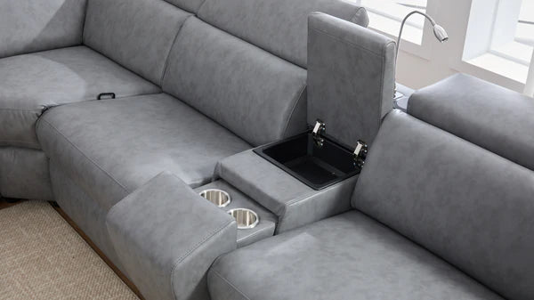 S681 Modern Power Recliner Sectional - Black or Grey