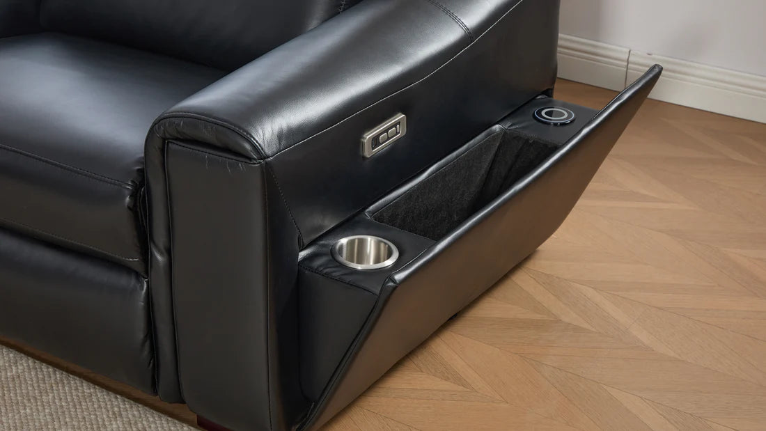 S681 Modern Power Recliner Sectional - Black or Grey