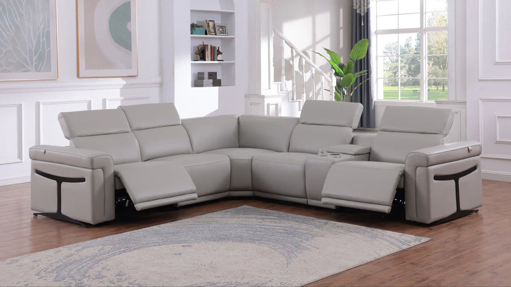Lucca MI-1112 6-Piece Sectional Sofa - Light Grey