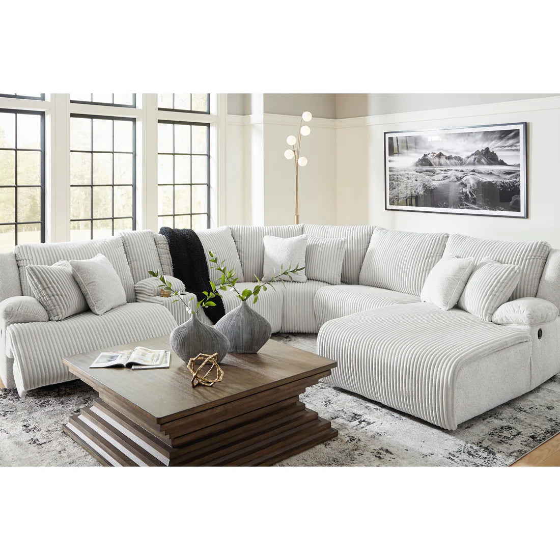 Ashley 92706 Top Tier 6‑Piece Reclining Sectional - Fossil