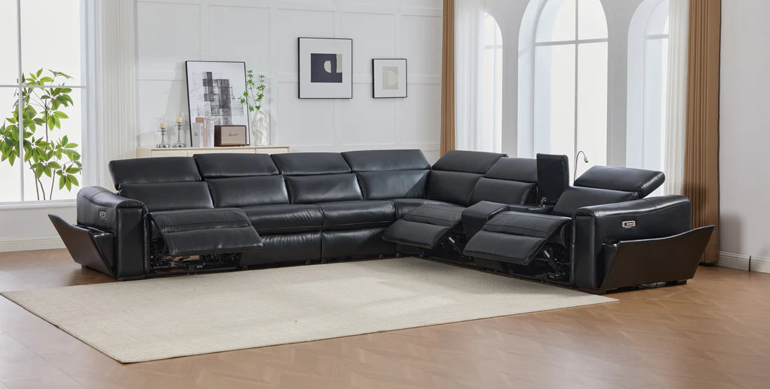 S681 Modern Power Recliner Sectional - Black or Grey