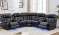 ACE26 Black Reclining Sectional with LED