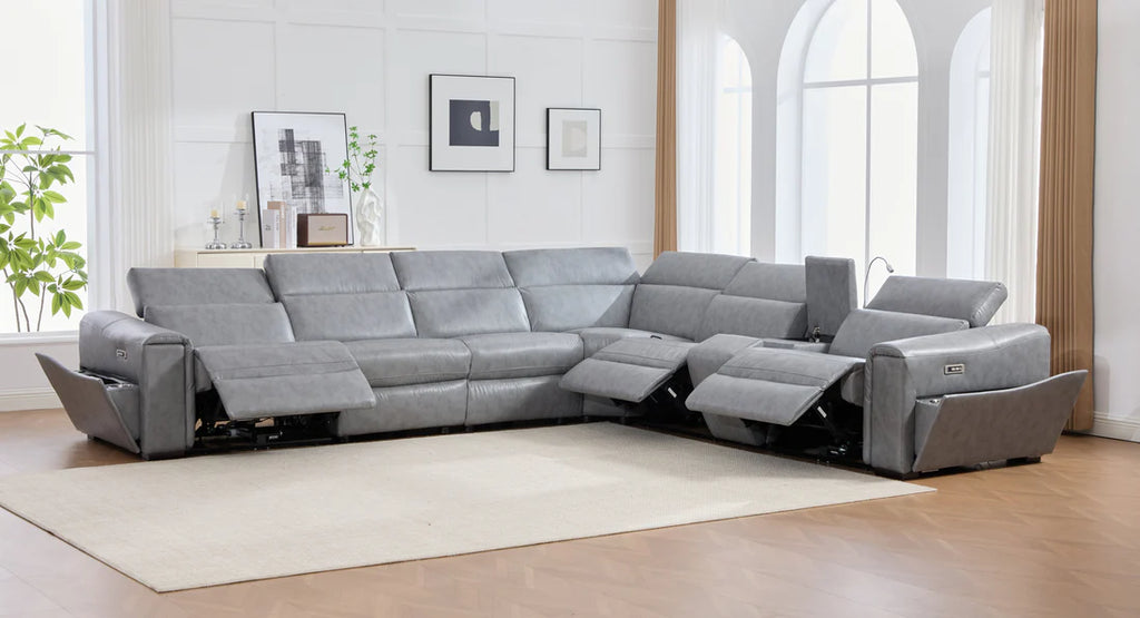 S681 Modern Power Recliner Sectional - Black or Grey