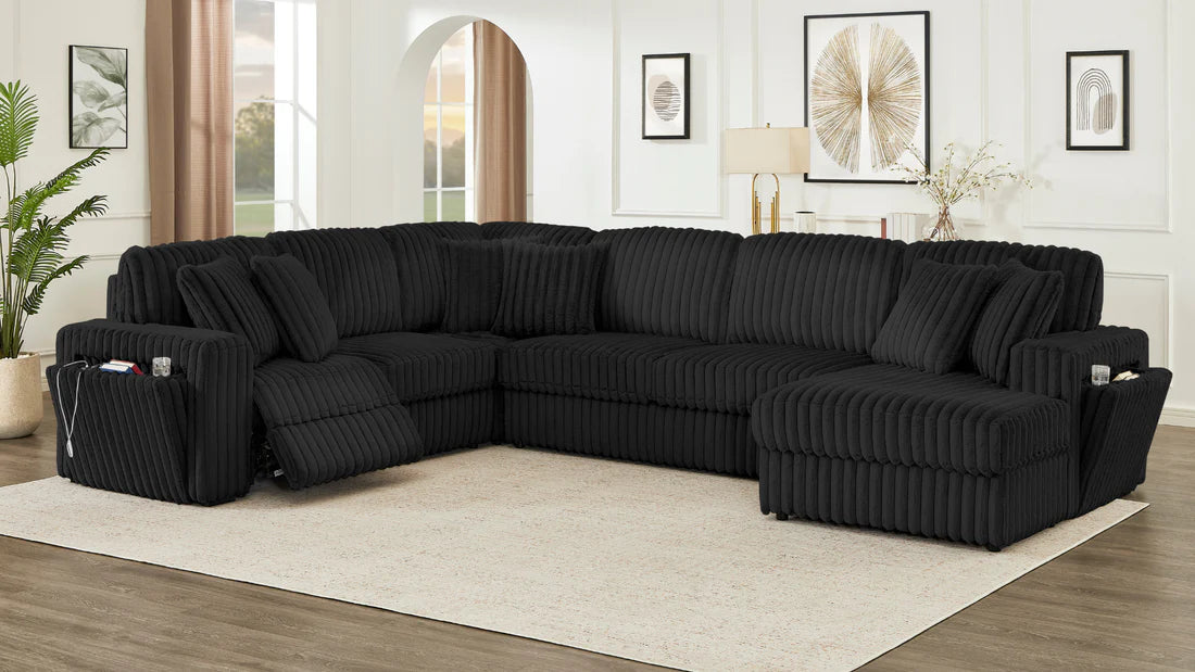 S3663 Rana Power Reclining Sectional Sofa with USB & Wireless Charging - Black or Grey