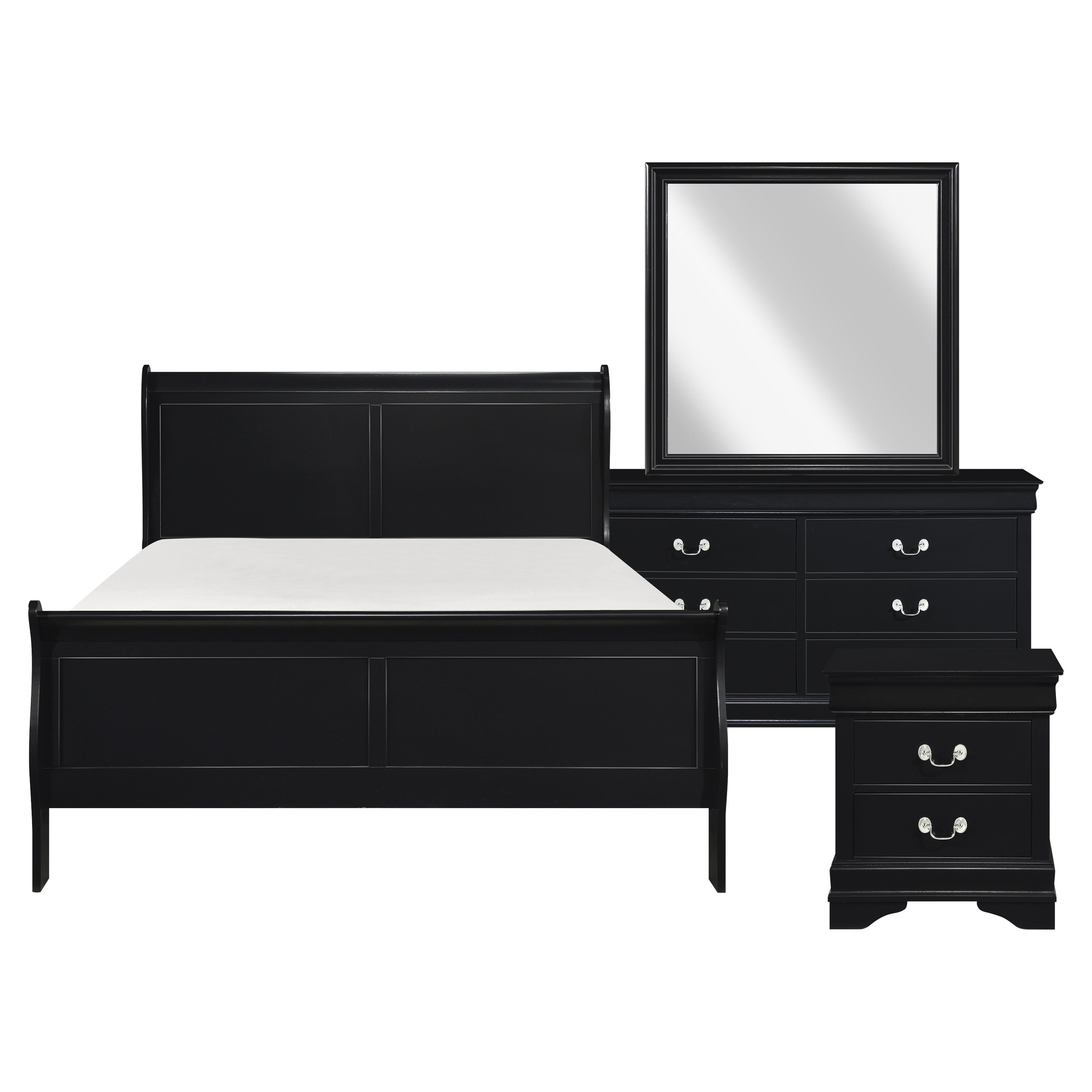 2147BK Black Sleigh Bedroom Set