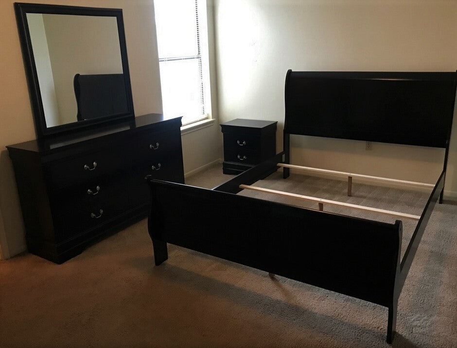 2147BK Black Sleigh Bedroom Set