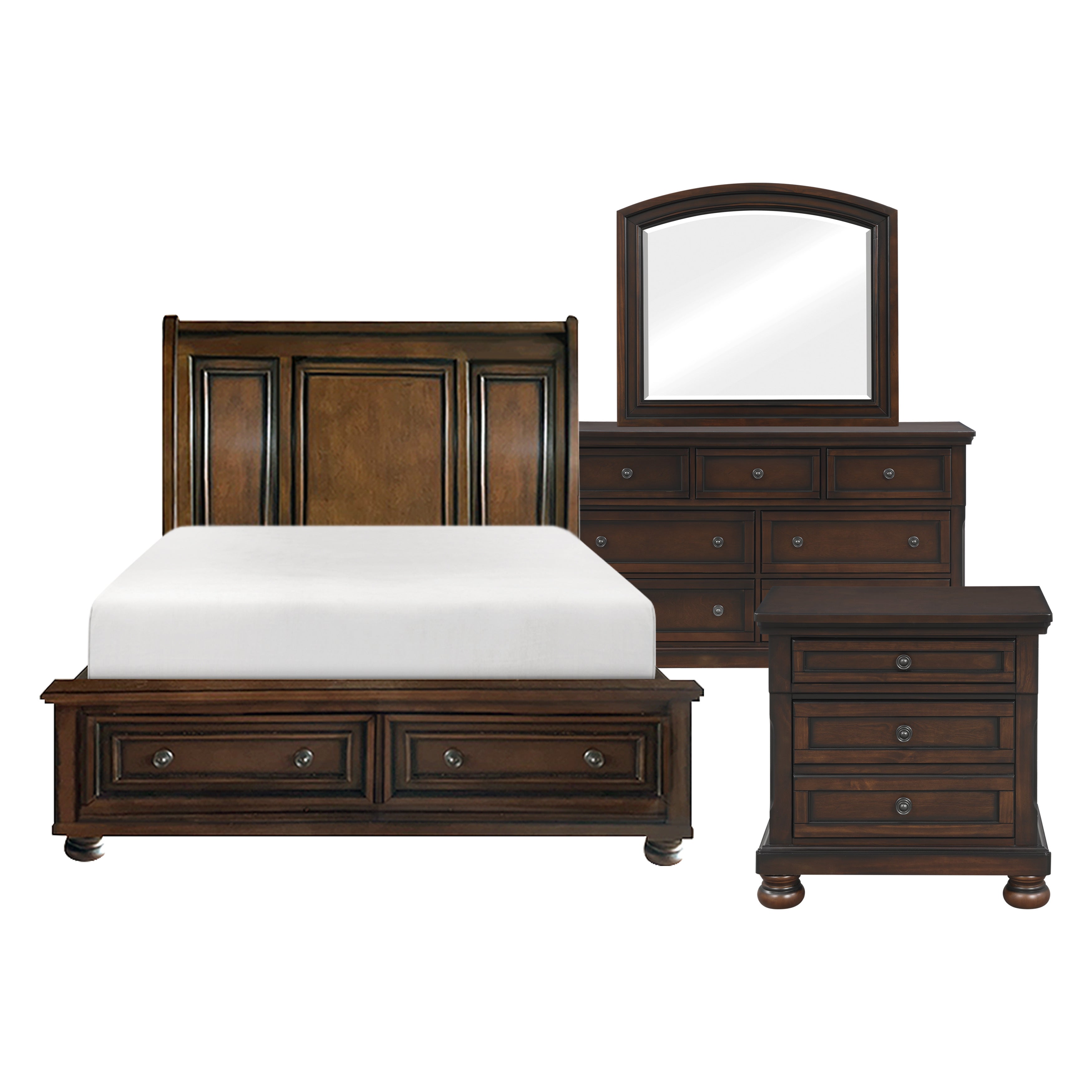 2159 Wire brushed Antique brown platform bedroom set