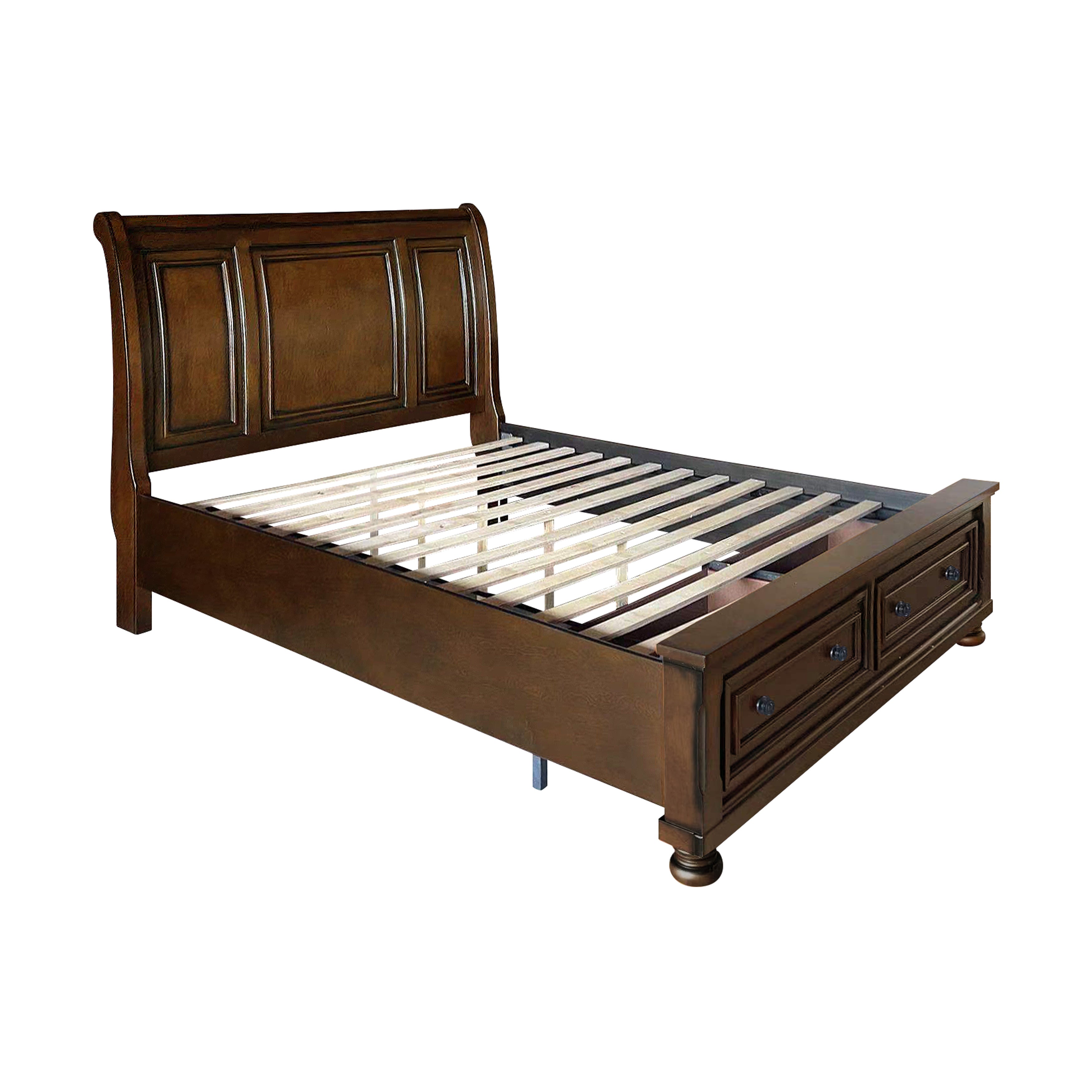 2159 Wire brushed Antique brown platform bedroom set