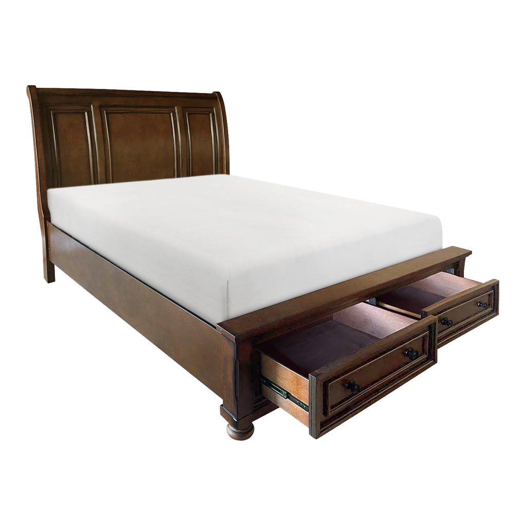 2159 Wire brushed Antique brown platform bedroom set