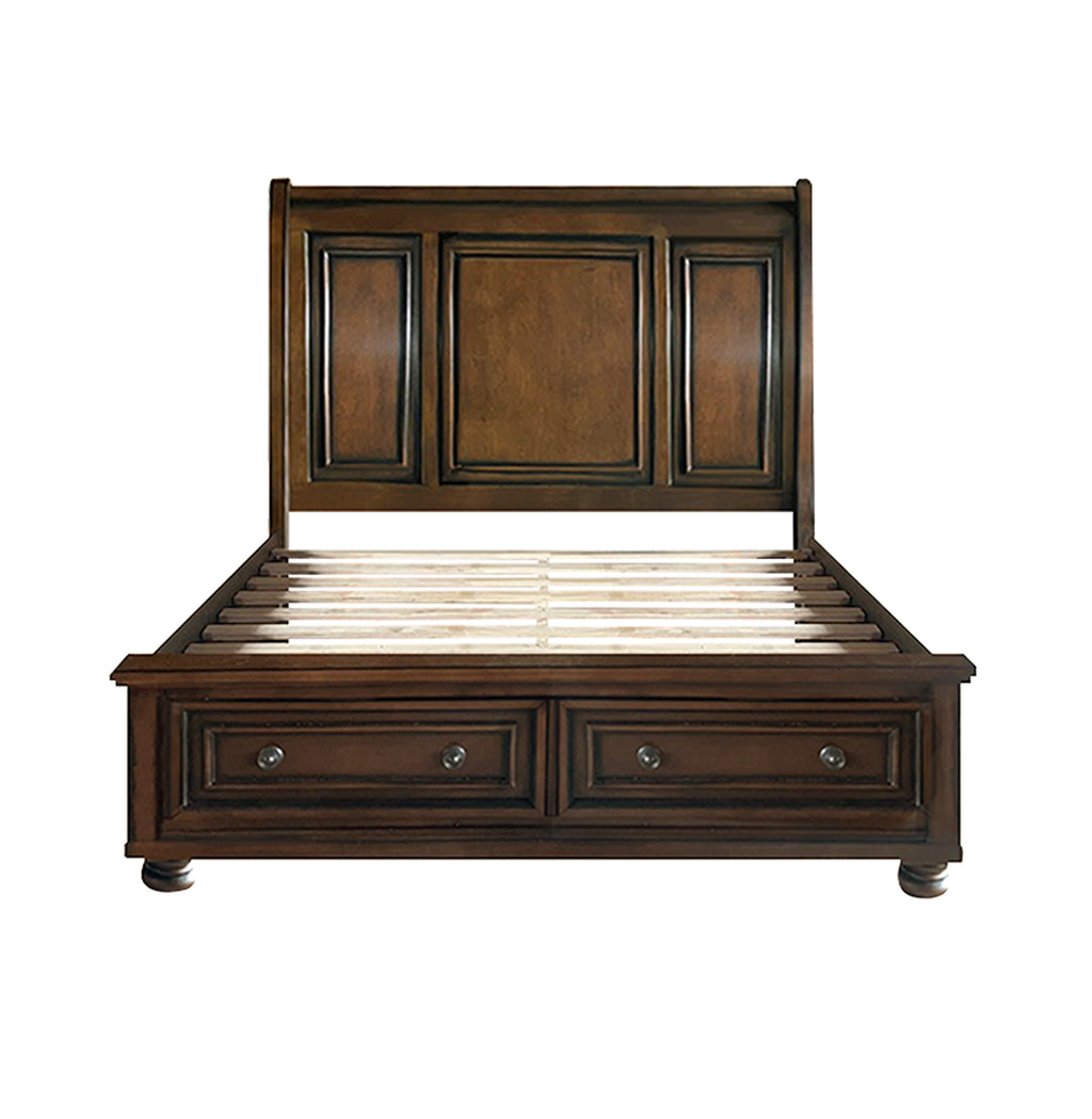 2159 Wire brushed Antique brown platform bedroom set