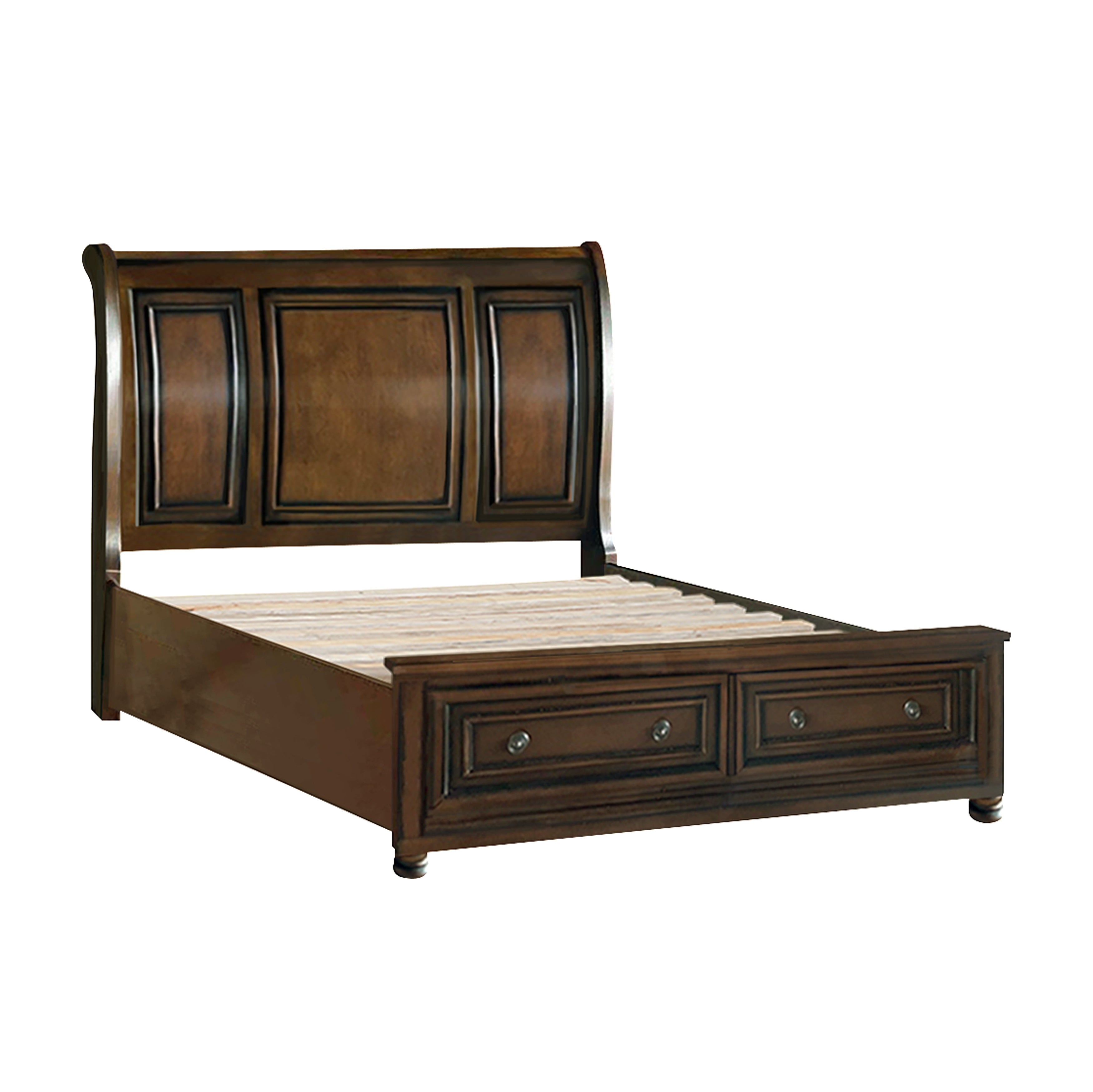 2159 Wire brushed Antique brown platform bedroom set