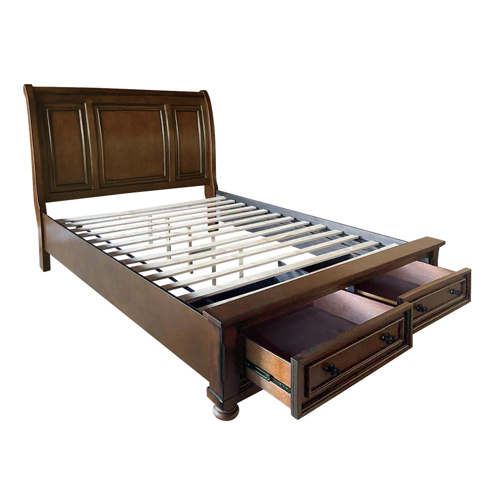 2159 Wire brushed Antique brown platform bedroom set
