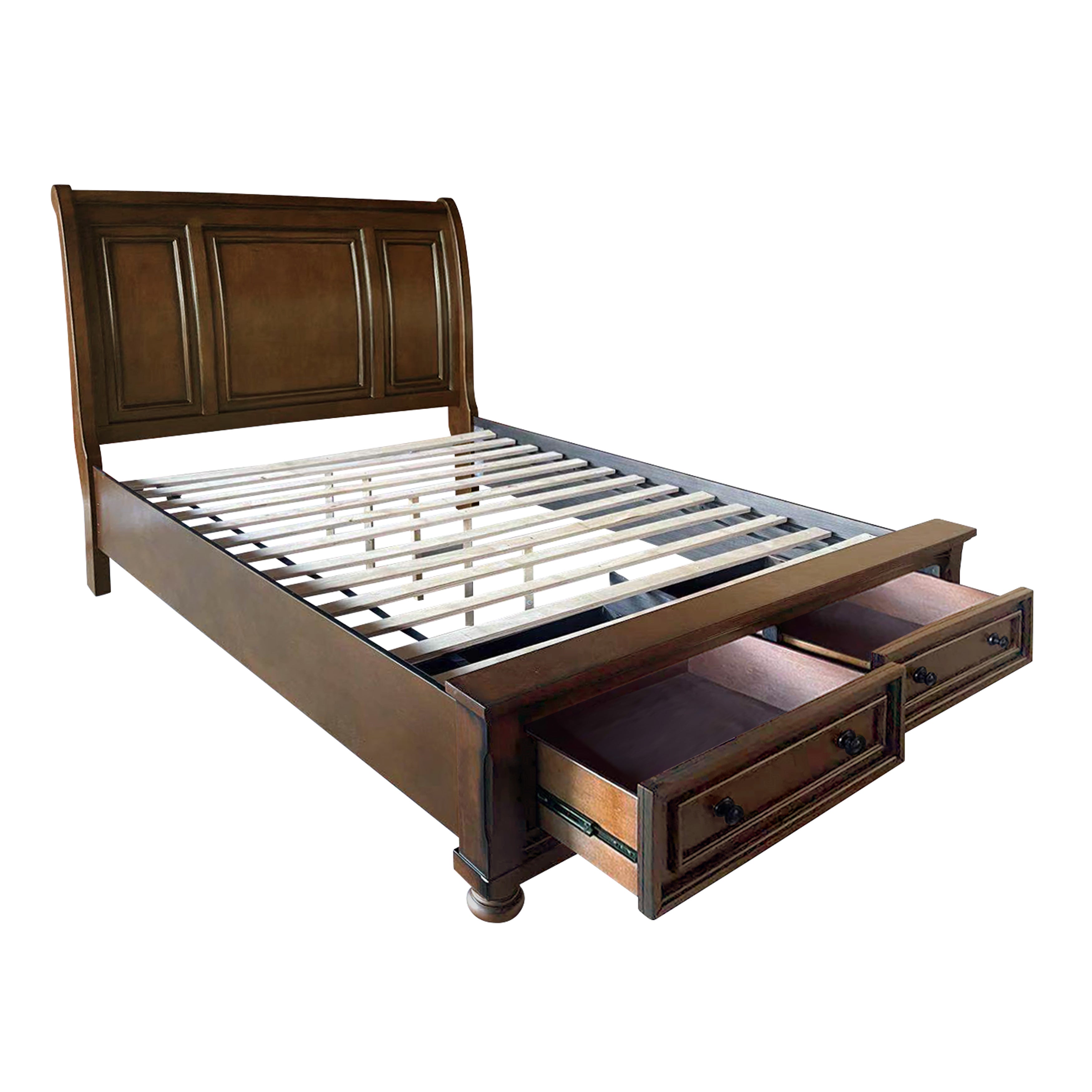 2159 Wire brushed Antique brown platform bedroom set