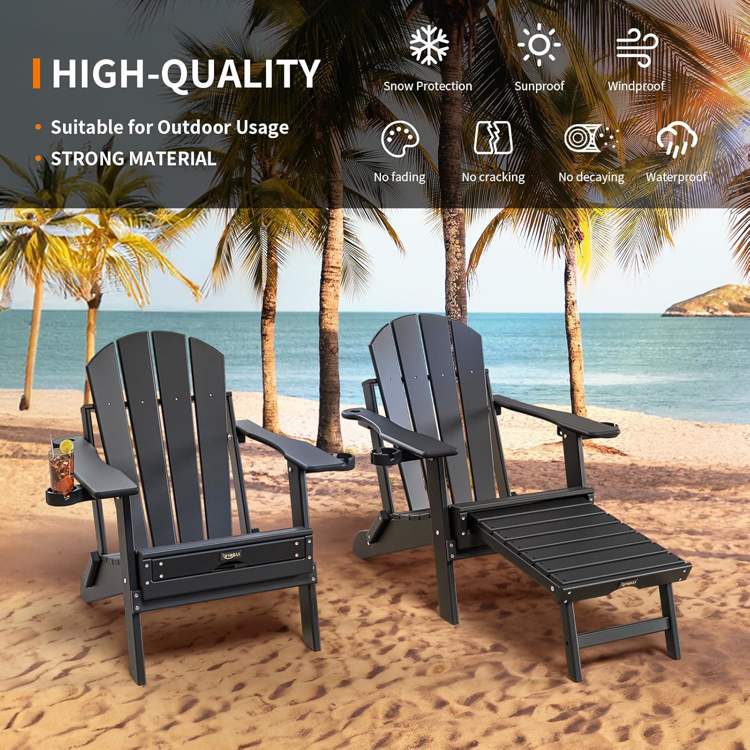 Folding Adirondack Chairs Set of 4 Teak or Black