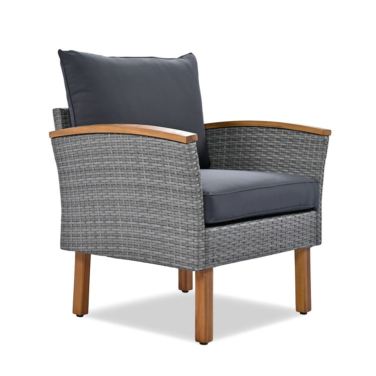 9-Piece Outdoor PE Rattan Patio Furniture Set, Gray