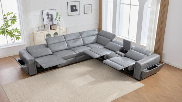 S681 Modern Power Recliner Sectional - Black or Grey