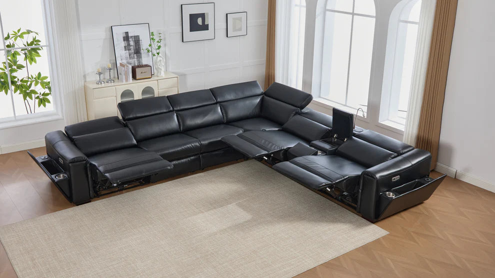 S681 Modern Power Recliner Sectional - Black or Grey