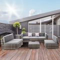 7 Piece Patio Furniture Set, Outdoor Conversation Set PE Rattan Wicker Patio Sectional Sofa Set