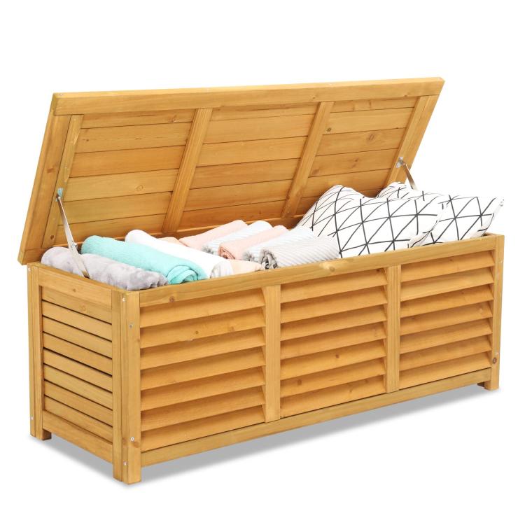 47 Gallon Wood Deck Box Patio Storage Bench
