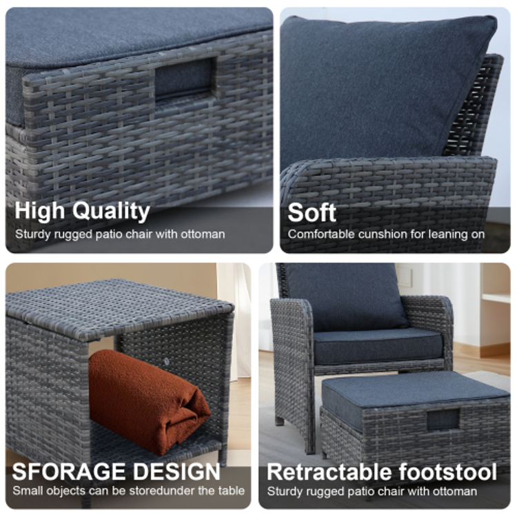 5pcs Patio Furniture Set Grey