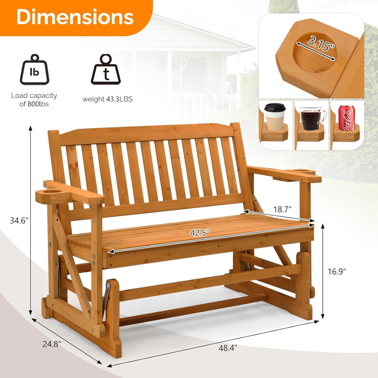 2-Person Outdoor Glider Bench - 2 wood options