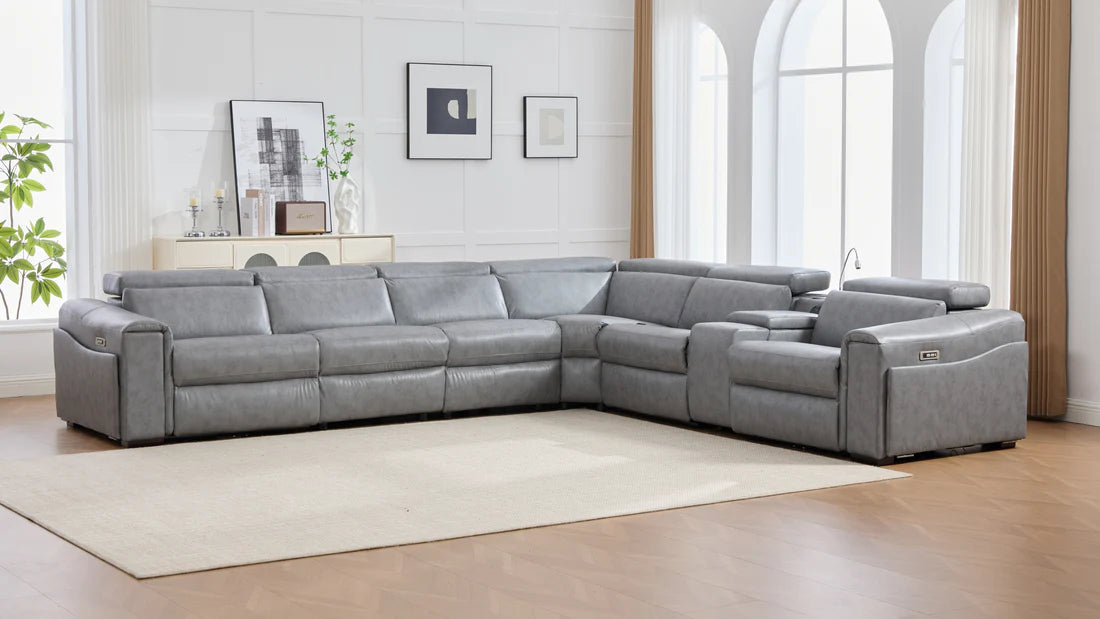 S681 Modern Power Recliner Sectional - Black or Grey