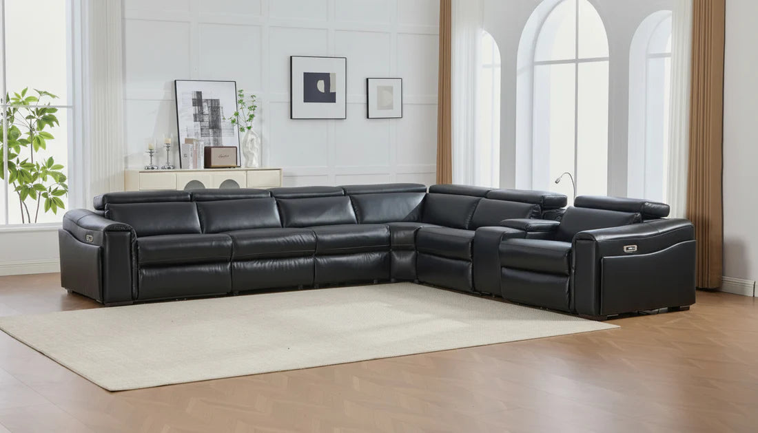 S681 Modern Power Recliner Sectional - Black or Grey