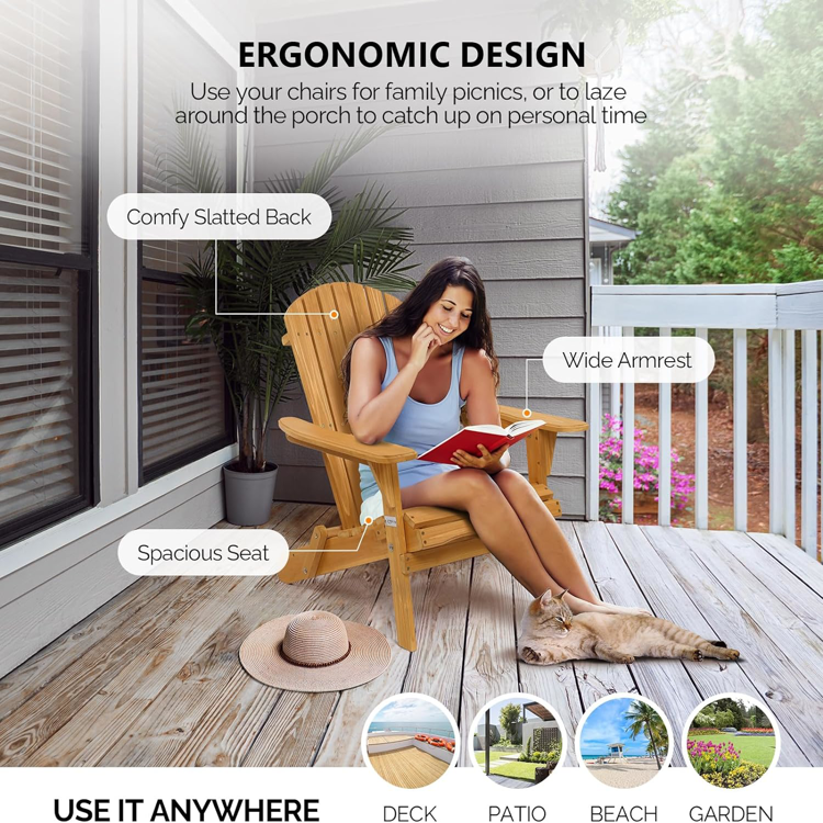 Folding Adirondack Chairs Set of 4 Teak or Black