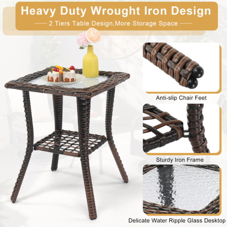 3pcs Rattan Rocking Furniture Set Brown Gradient Ratt