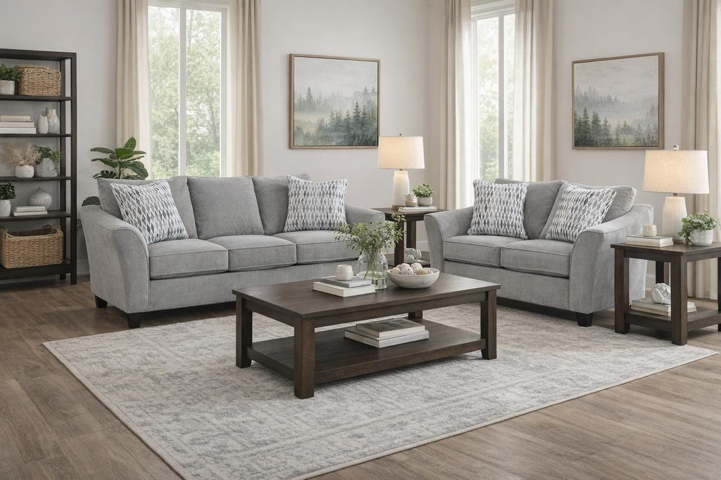 4550 Charity Platinum Sofa and loveseat
