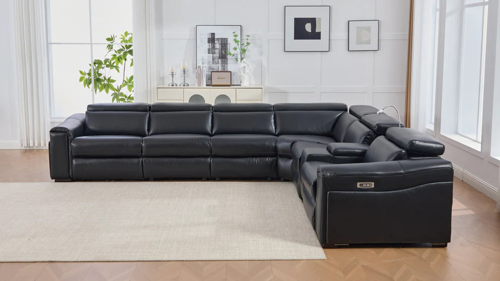 S681 Modern Power Recliner Sectional - Black or Grey