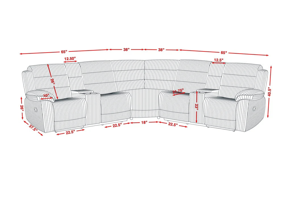 S3672 Calantha Power Reclining Sectional - Grey, Black or Cream