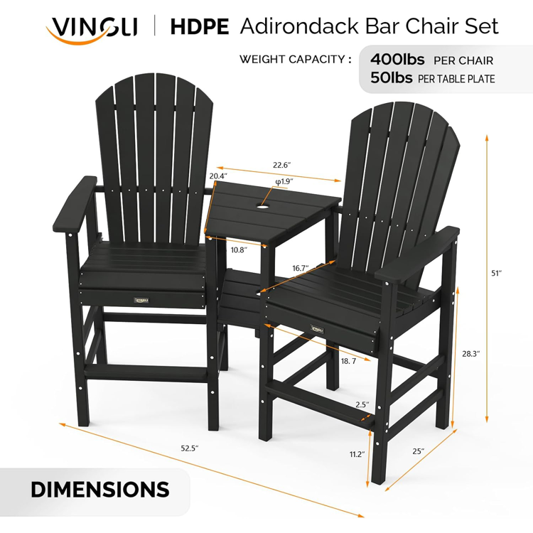 Tall Adirondack Chairs Set of 2 Black