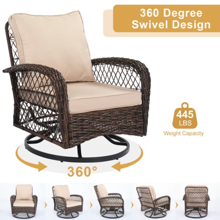 3pcs Rattan Rocking Furniture Set Brown Gradient Ratt