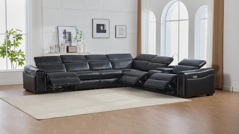 S681 Modern Power Recliner Sectional - Black or Grey