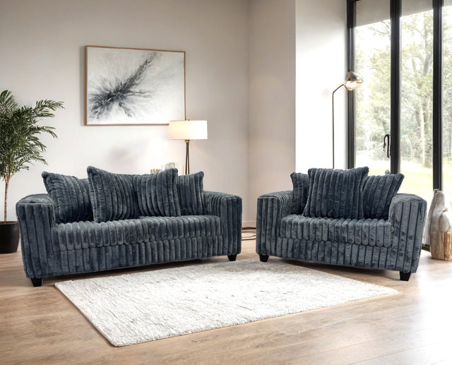 510 Charcoal Corduroy Sofa & Loveseat Set