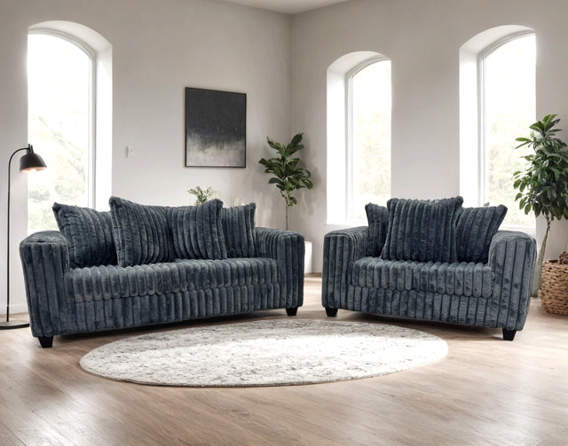 510 Charcoal Corduroy Sofa & Loveseat Set